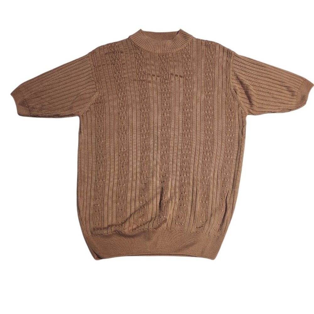 Vitali Cable Knit Shirt Vintage 1990s Academia Retro Clubwear Mens Medium